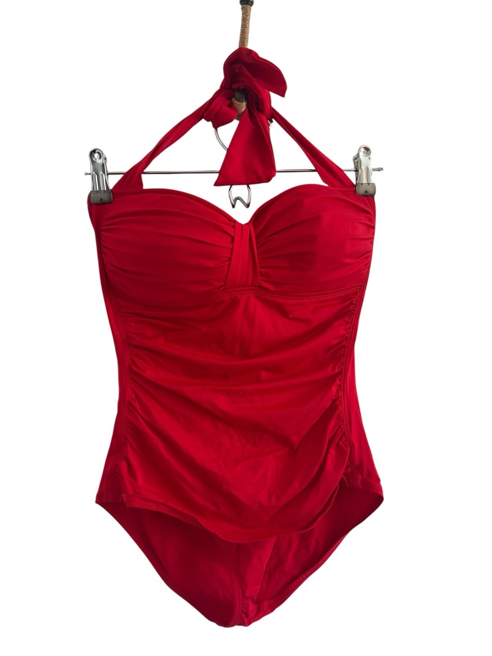 Tommy Bahama Halter Red Ruched One-Piece Swimsuit